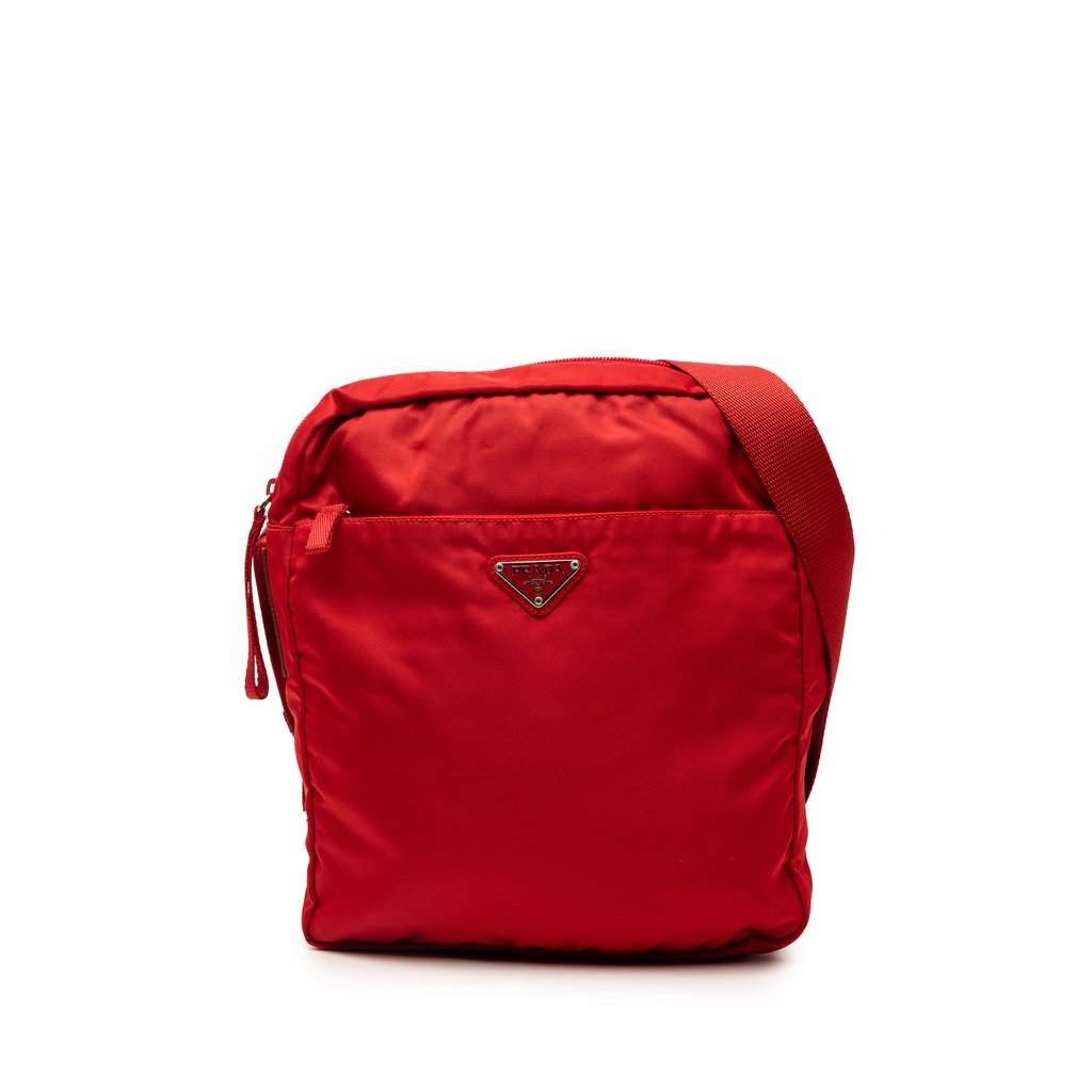 Prada Tessuto Zip Top Crossbody Red Very good condition - Front View