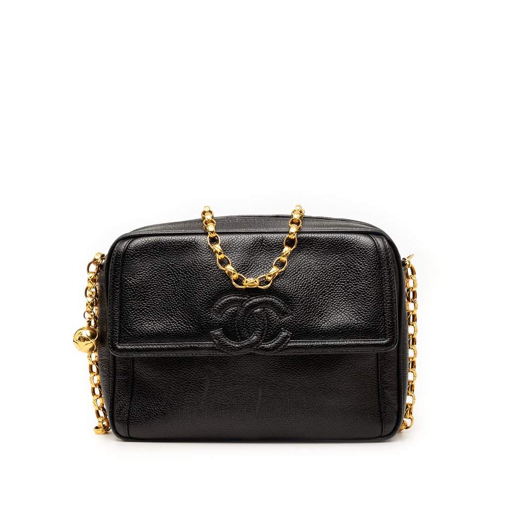 Chanel CC Caviar Front Pocket Bijoux Chain Camera Bag Black Leather Very good condition - Front View