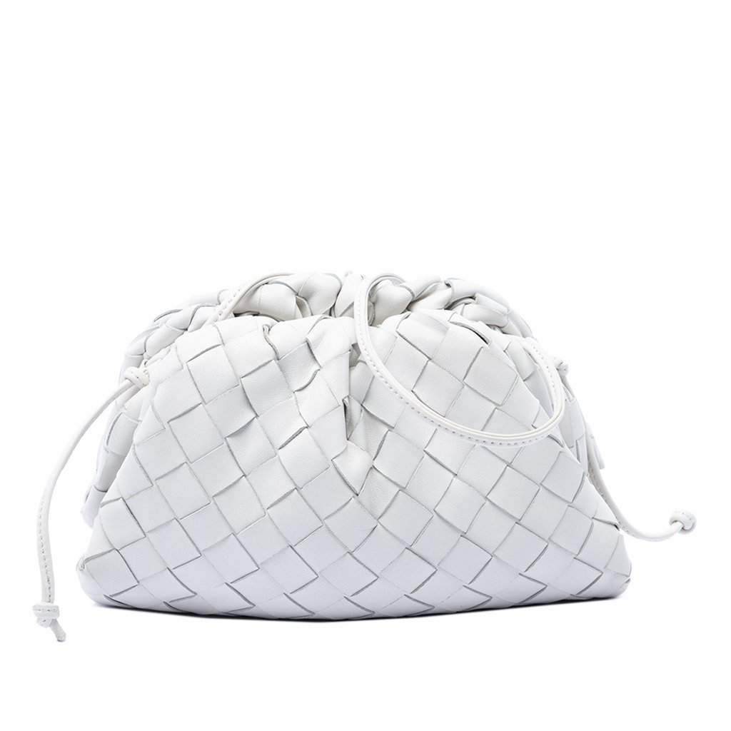 Bottega Veneta Nappa Intrecciato The Mini Pouch Crossbody White Leather Very good - Front View