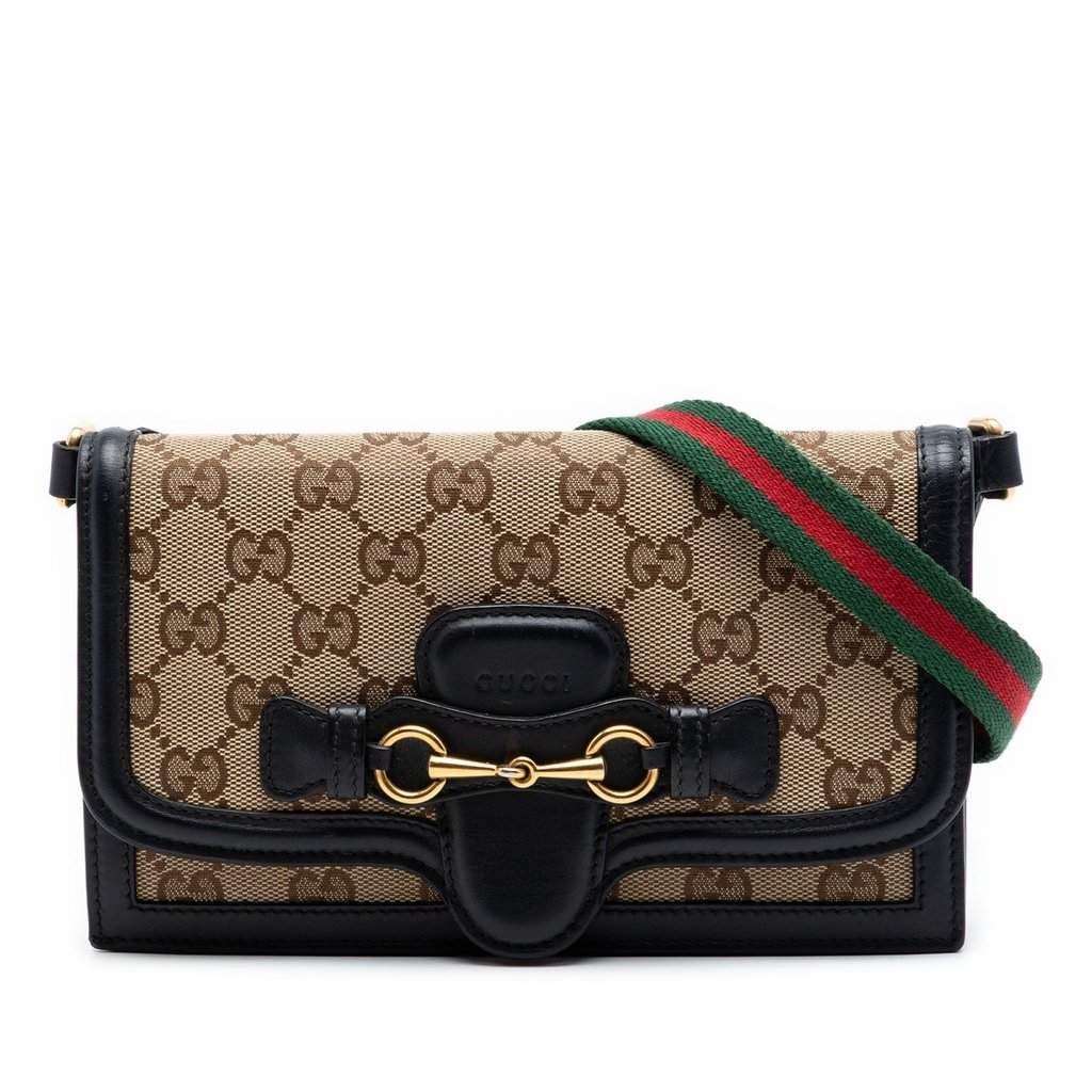 Gucci GG Canvas Lady Web Wallet On Strap Beige Very good condition - Front View