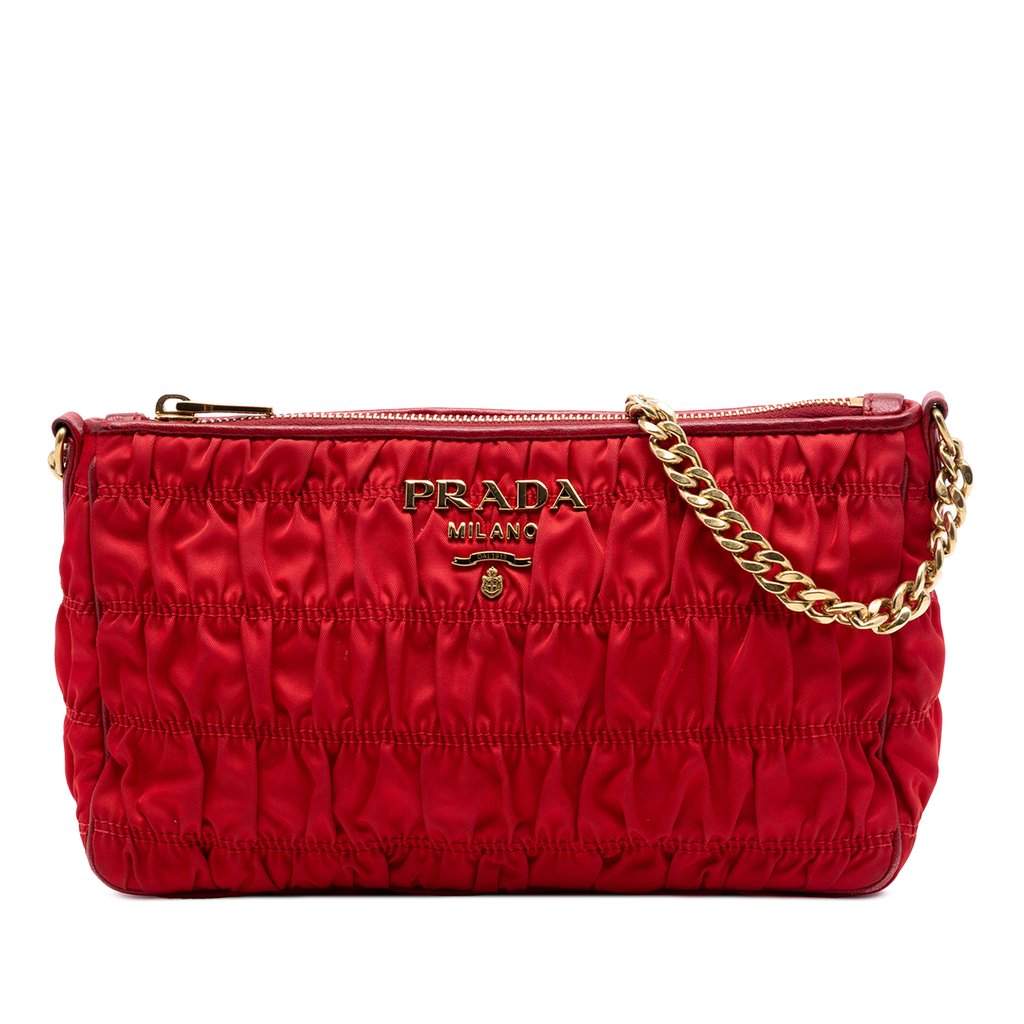 Prada Tessuto Gaufre Crossbody Red Very good condition - Front View