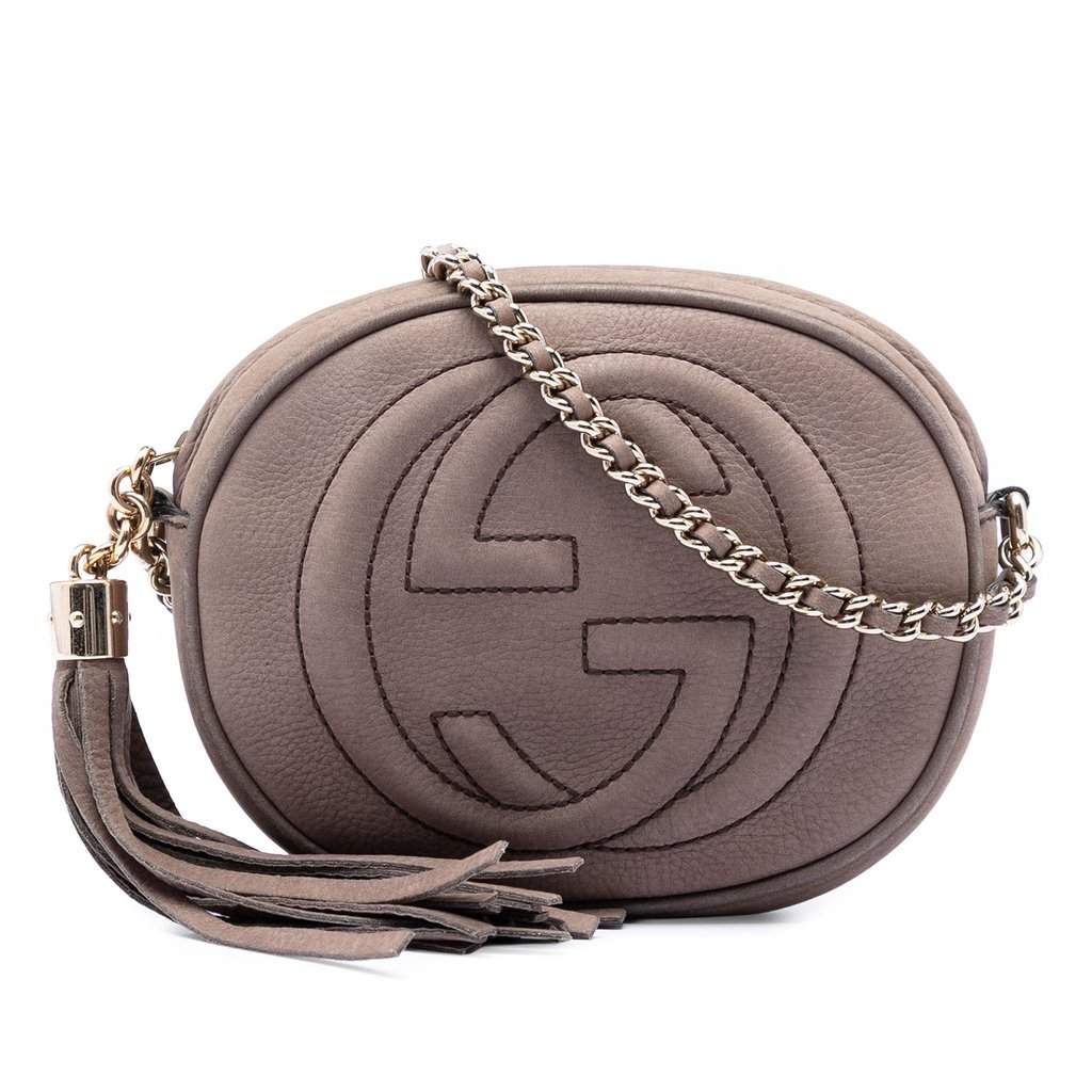Gucci Mini Nubuck Soho Chain Crossbody Brown Leather Very good condition - Front View