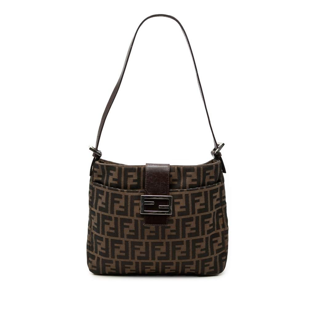 Fendi Zucca Canvas Shoulder Bag Brown Very good condition - Front View