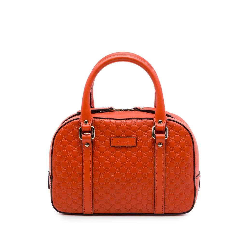 Gucci Small Microguccissima Bree Satchel Orange Leather Very good - Front View