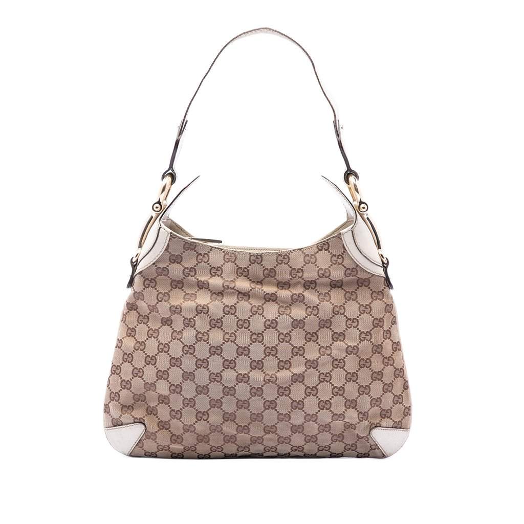 Gucci GG Canvas Horsebit Creole Hobo Bag Beige Very good - Front View