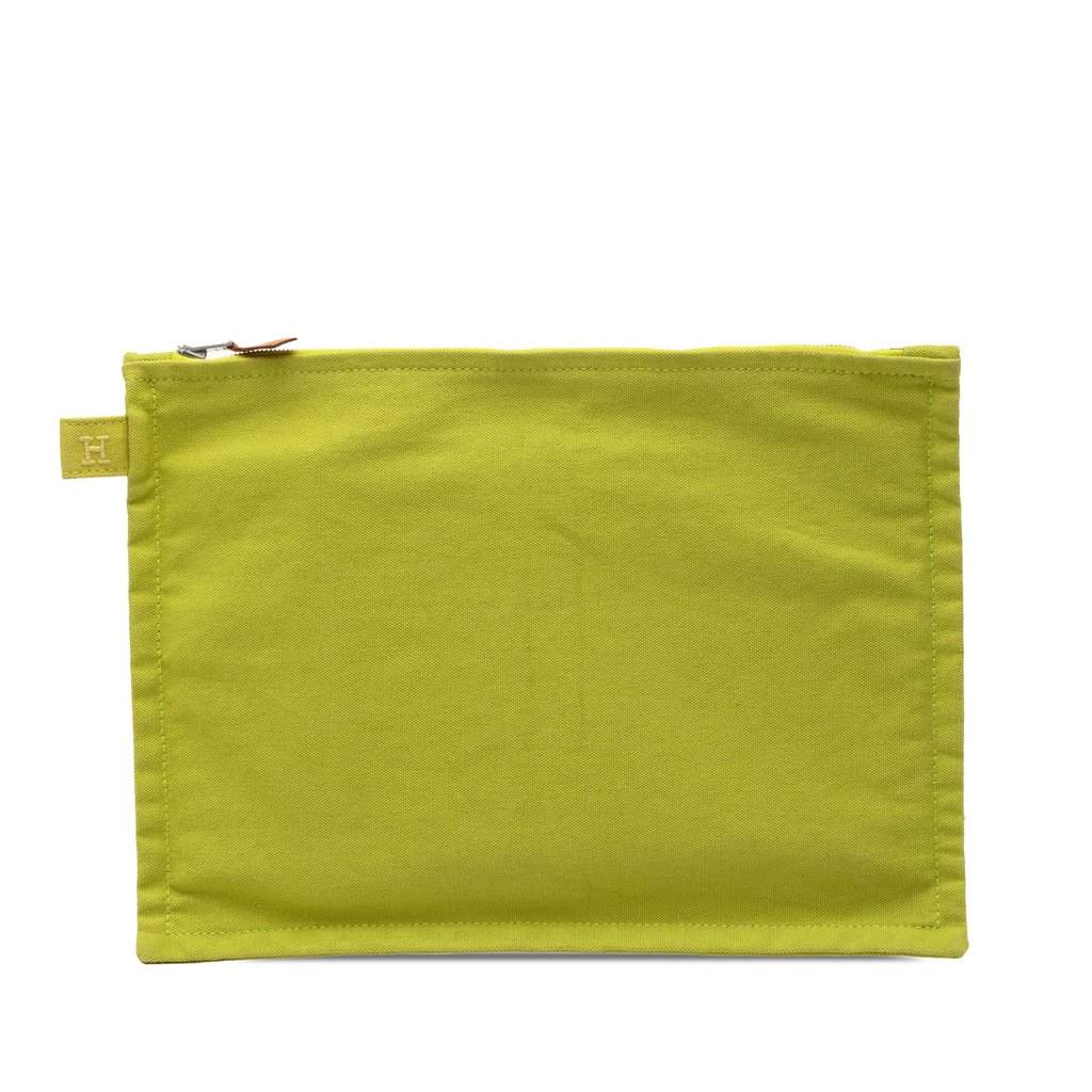 Hermès Toile Bora Bora Zip Pouch GM Green Very good condition - Front View