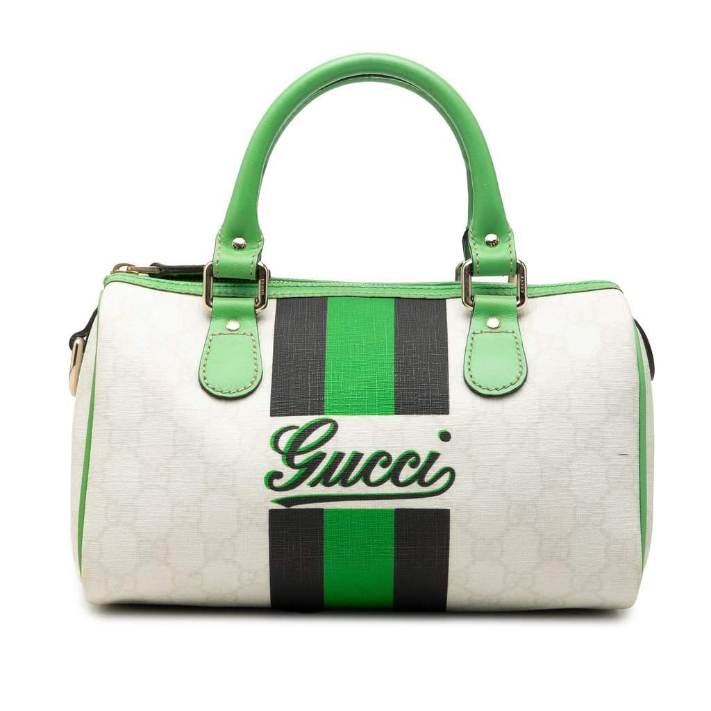 Gucci Small GG Supreme Joy Web Boston Bag White Very good - Front View