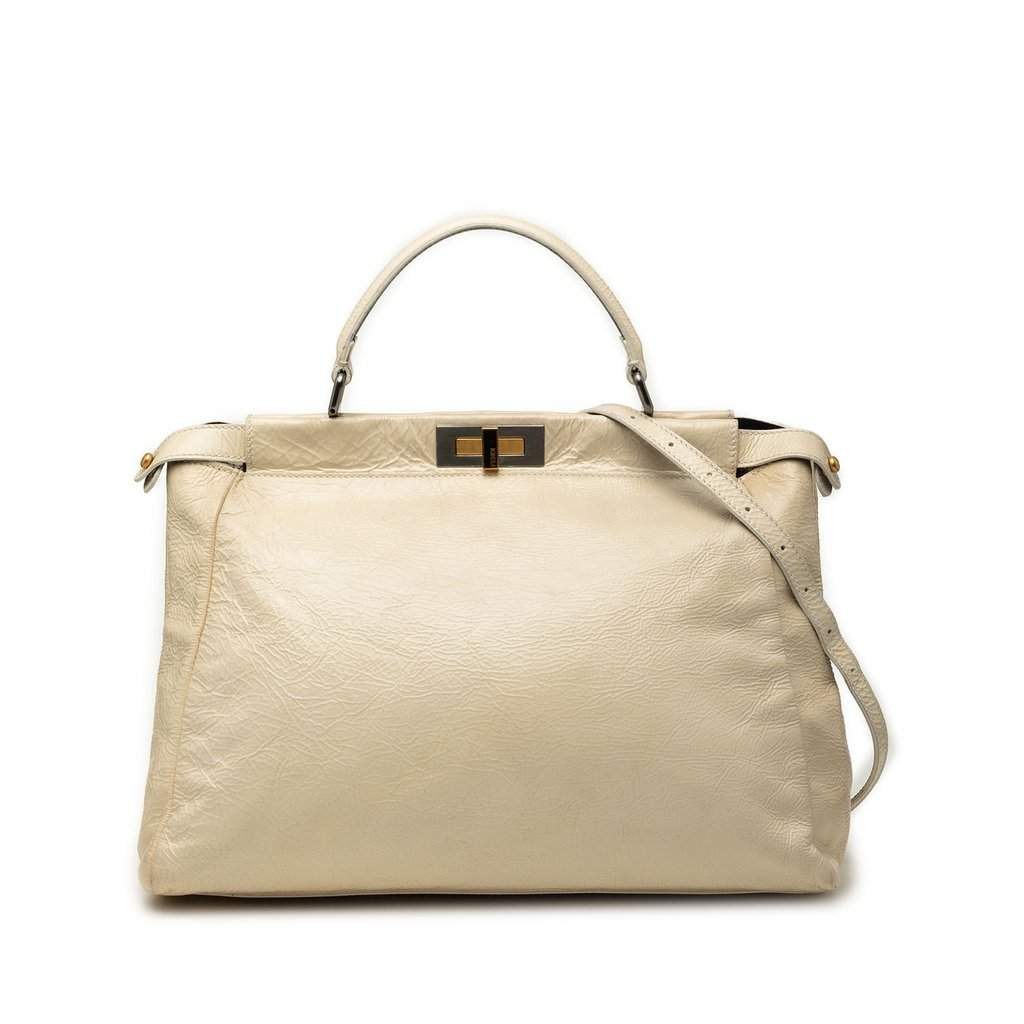 Fendi Large Leather Peekaboo Iconic Satchel Brown Leather Very good - Front View