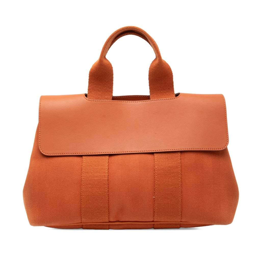 Hermès Toile and Swift Valparaiso PM Orange Very good condition - Front View