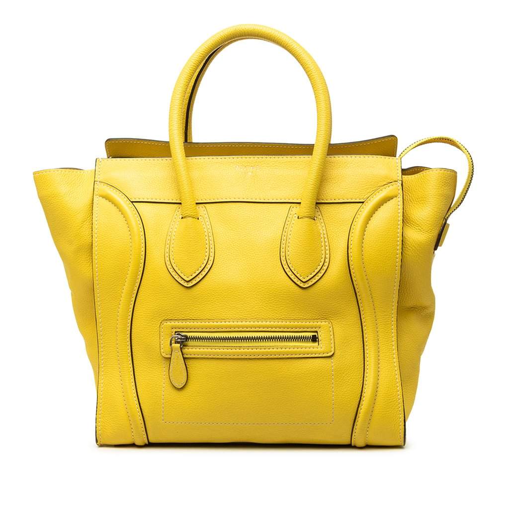 Celine Micro Leather Luggage Tote Yellow Leather Very good - Front View