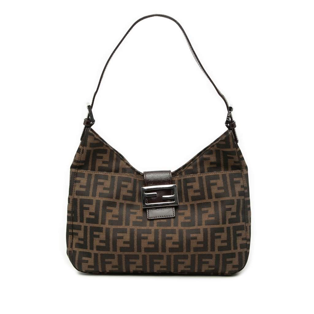 Fendi Zucca Canvas Shoulder Bag Brown Very good - Front View