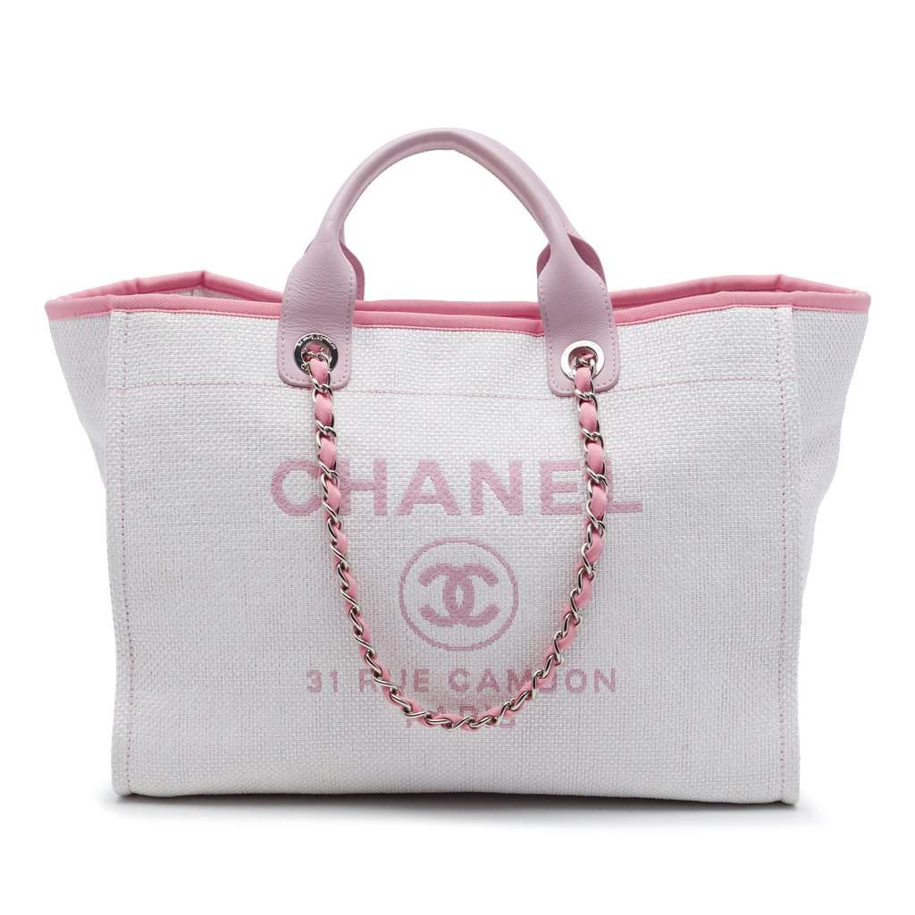 Chanel Medium Raffia Deauville Tote White Very good condition - Front View