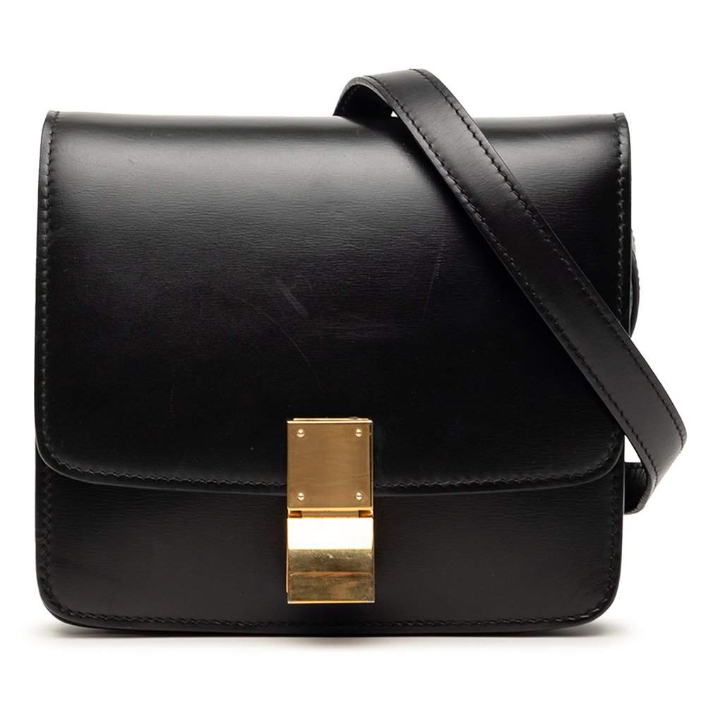 Celine Small Calfskin Classic Box Black Leather Very good condition - Front View