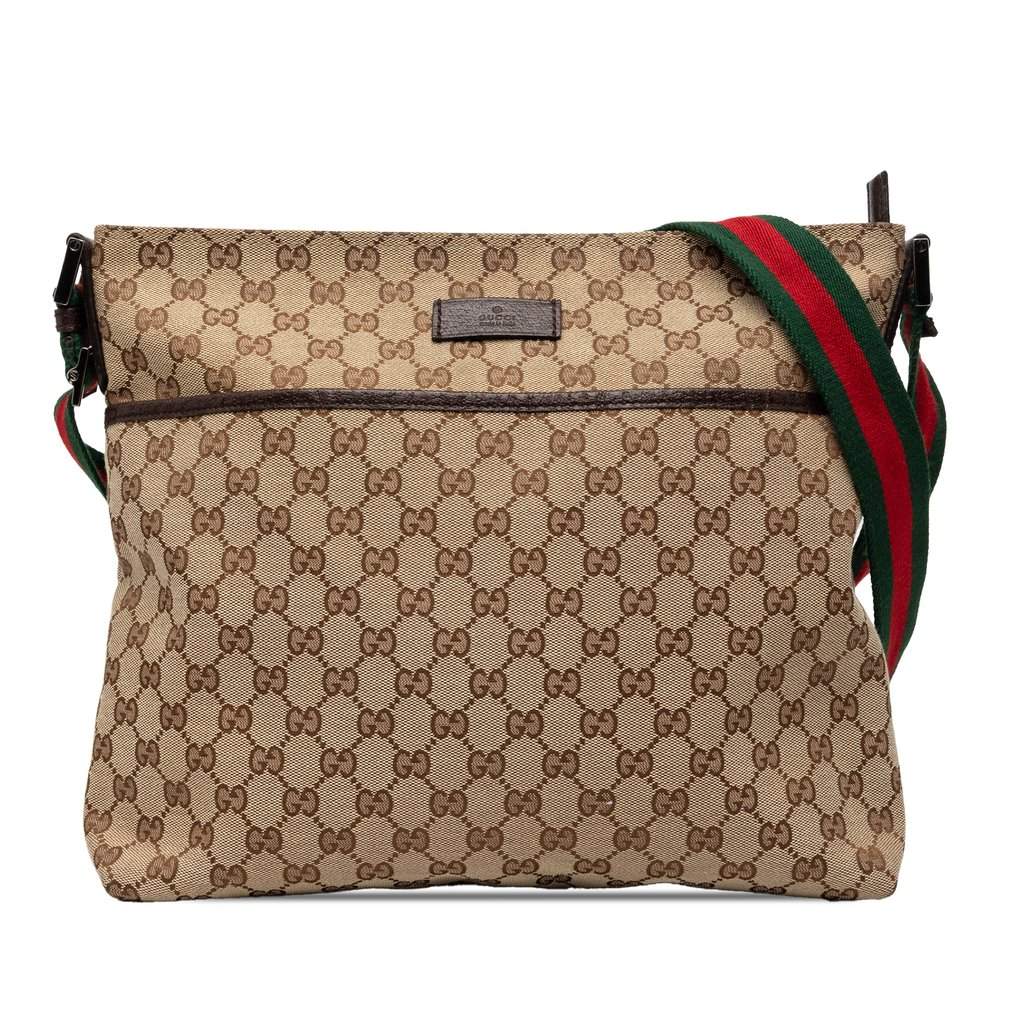 Gucci GG Canvas Web Crossbody Beige Very good condition - Front View