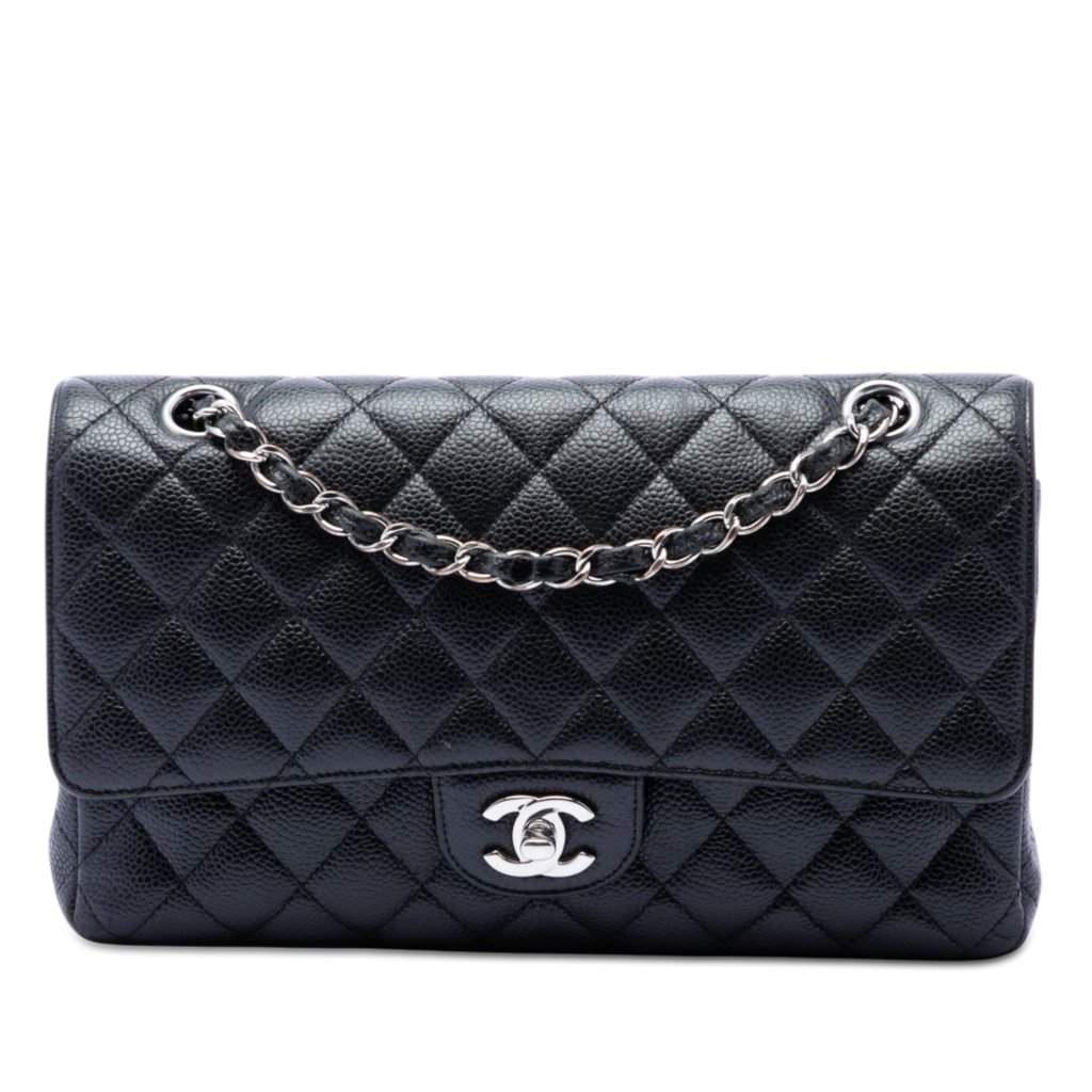 Chanel Medium Classic Caviar Double Flap Black Leather Very good condition - Front View