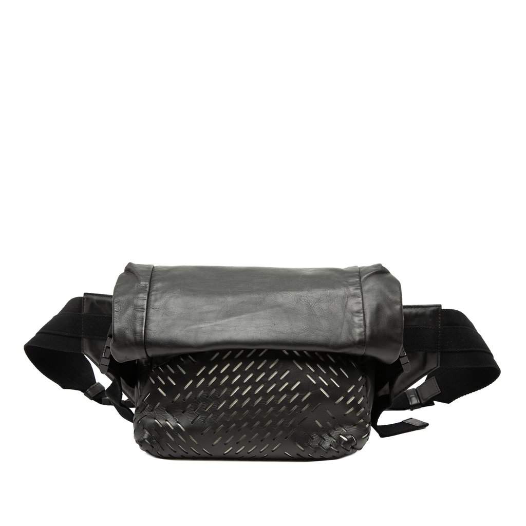 Bottega Veneta Perforated Leather Belt Bag Black Leather Very good - Front View