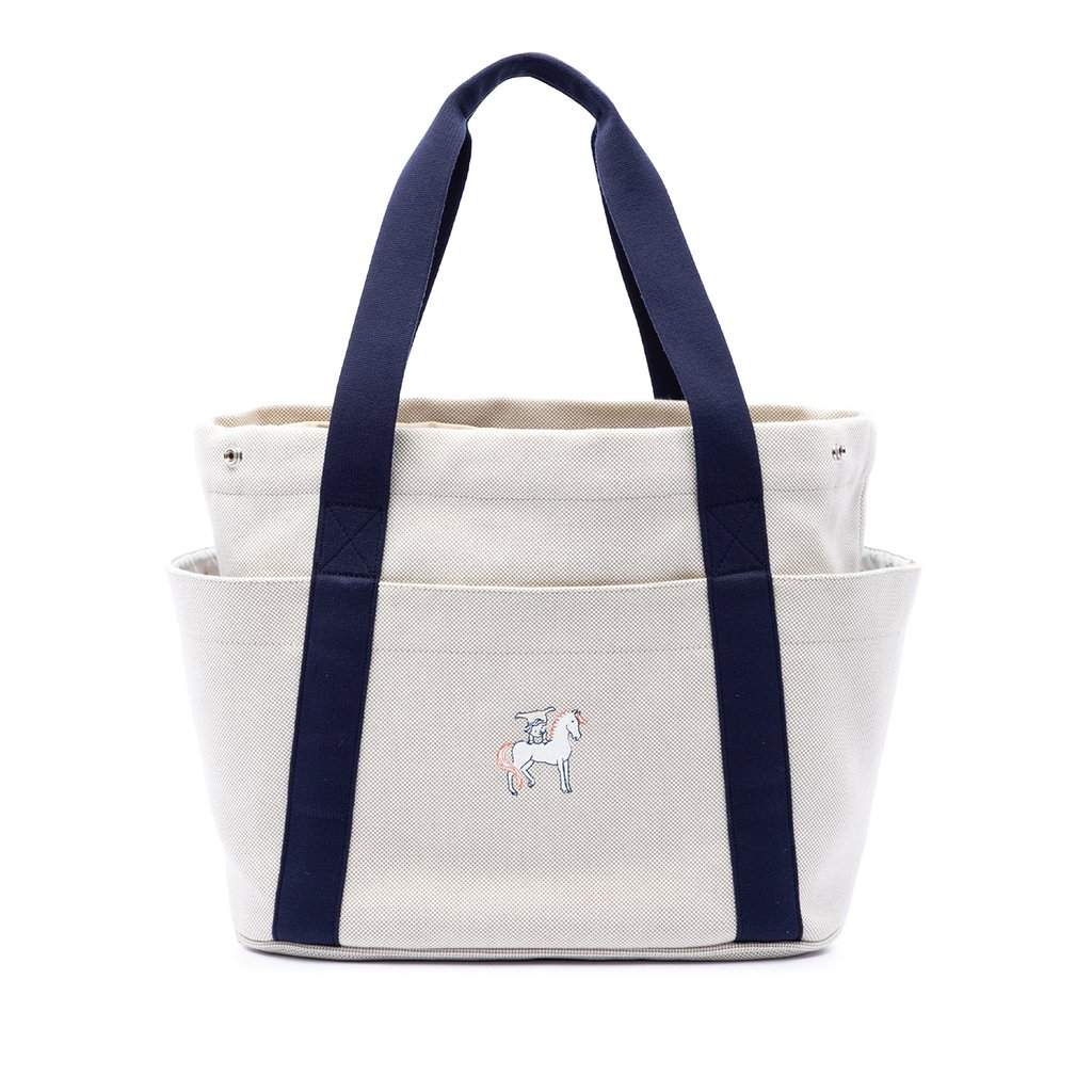 Hermès Toile Cabriole Nappy Bag White Very good - Front View