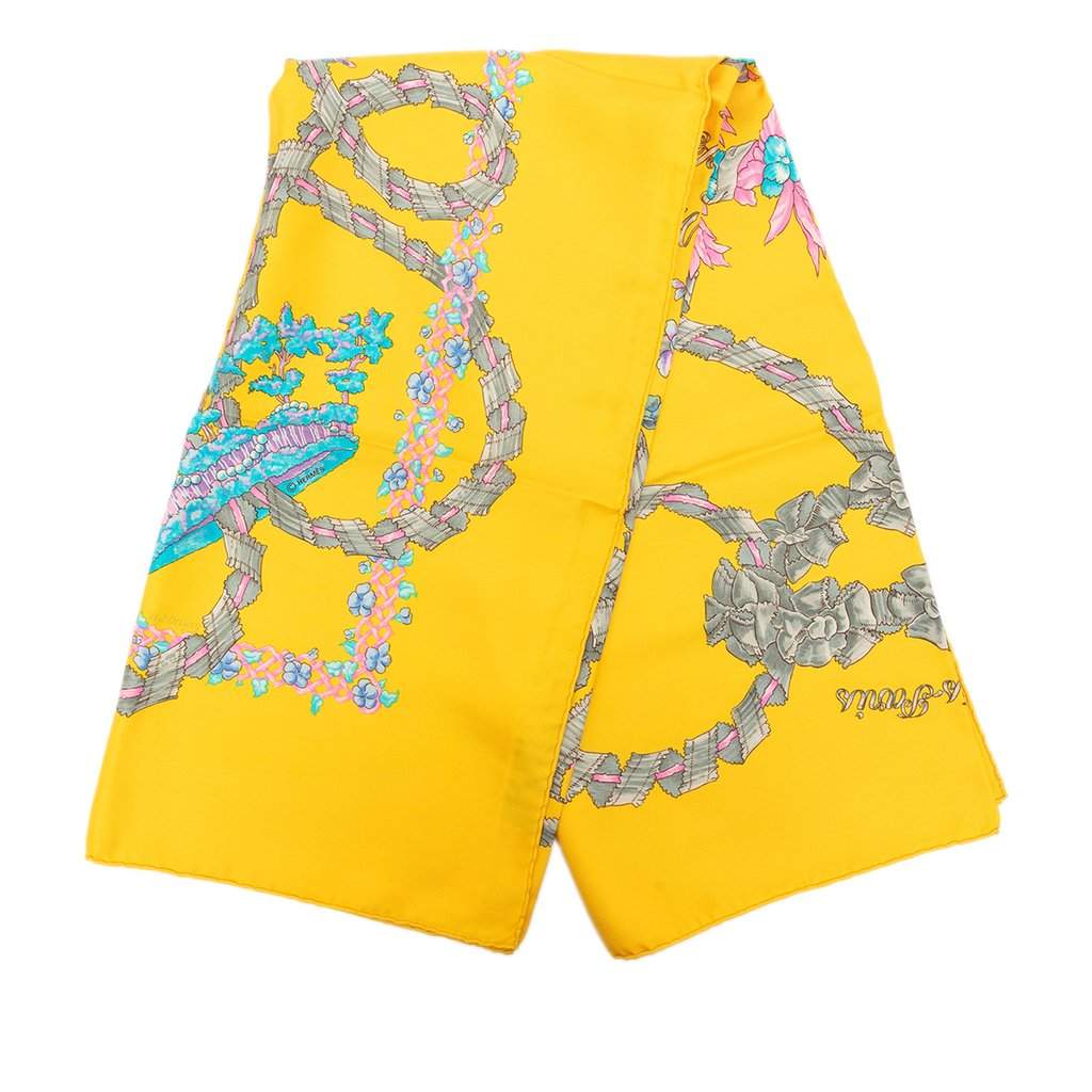 Hermès Le Sacre du Printemps Silk Scarf 90 Yellow Very good - Front View