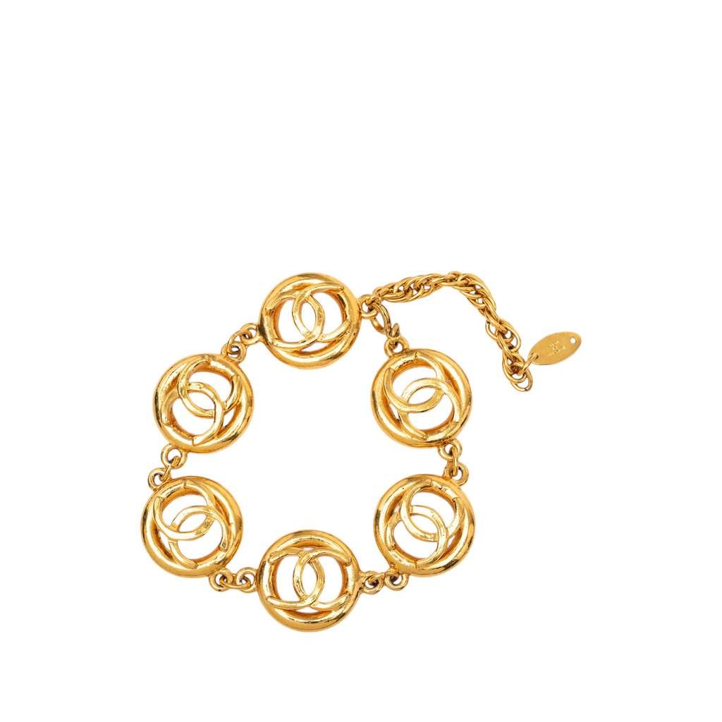 Chanel CC Gold Plated Charms Link Bracelet Gold Metal Very good condition - Front View