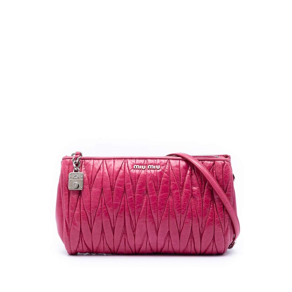 Miu Miu Matelasse Nappa Chain Crossbody Pink Leather Very good condition - Front View