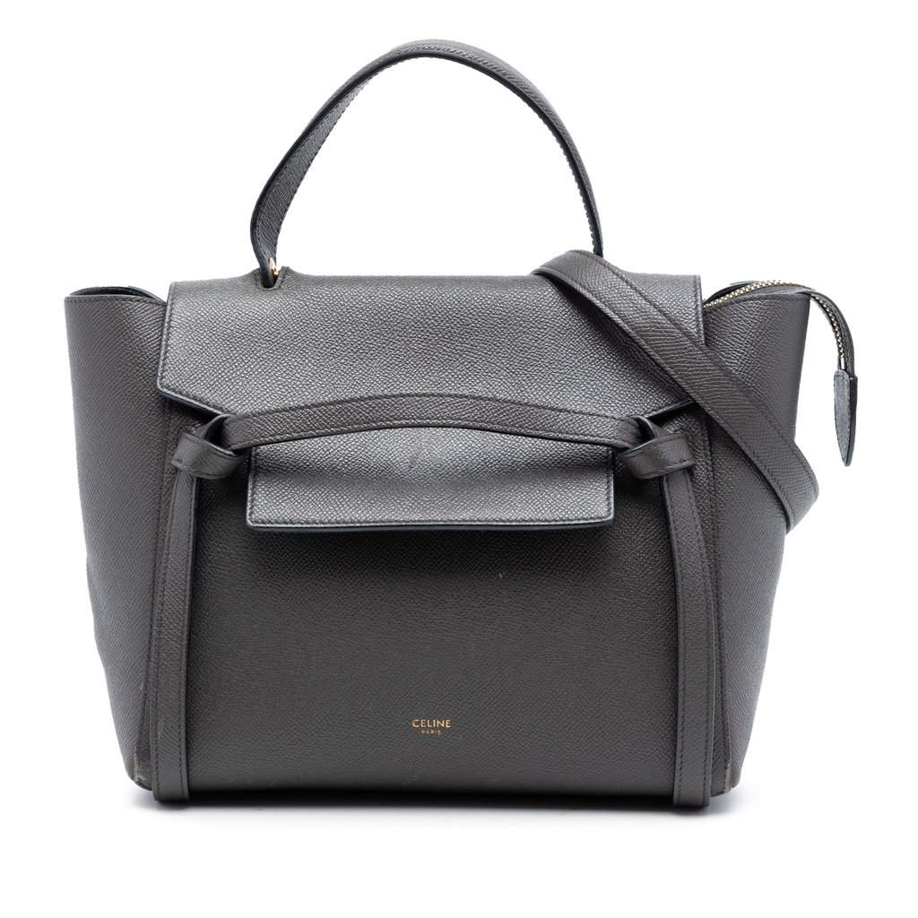 Celine Micro Grained Calfskin Belt Bag Brown Leather Good condition - Front View