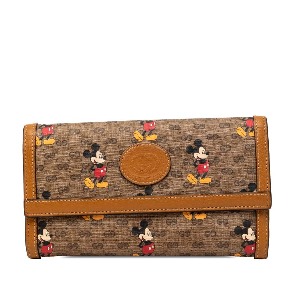Gucci Disney Micro GG Supreme Mickey Mouse Continental Wallet Brown Very good - Front View