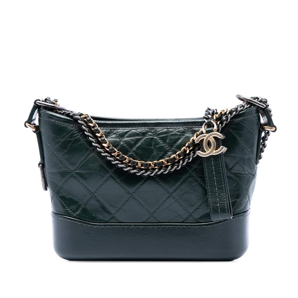 Chanel Small Aged Calfskin Gabrielle Crossbody Green Leather Very good - Front View