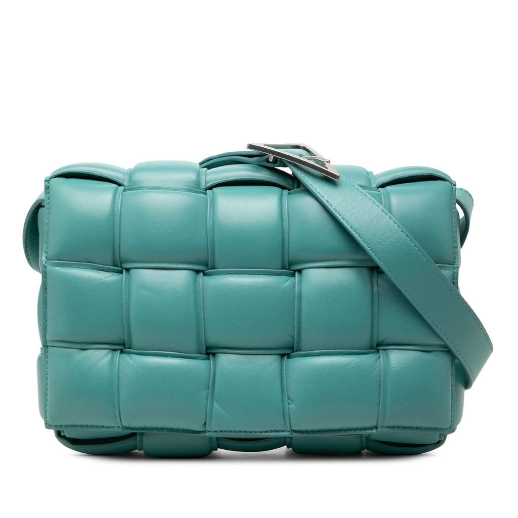Bottega Veneta Nappa Intrecciato Padded Cassette Crossbody Blue Leather Very good - Front View