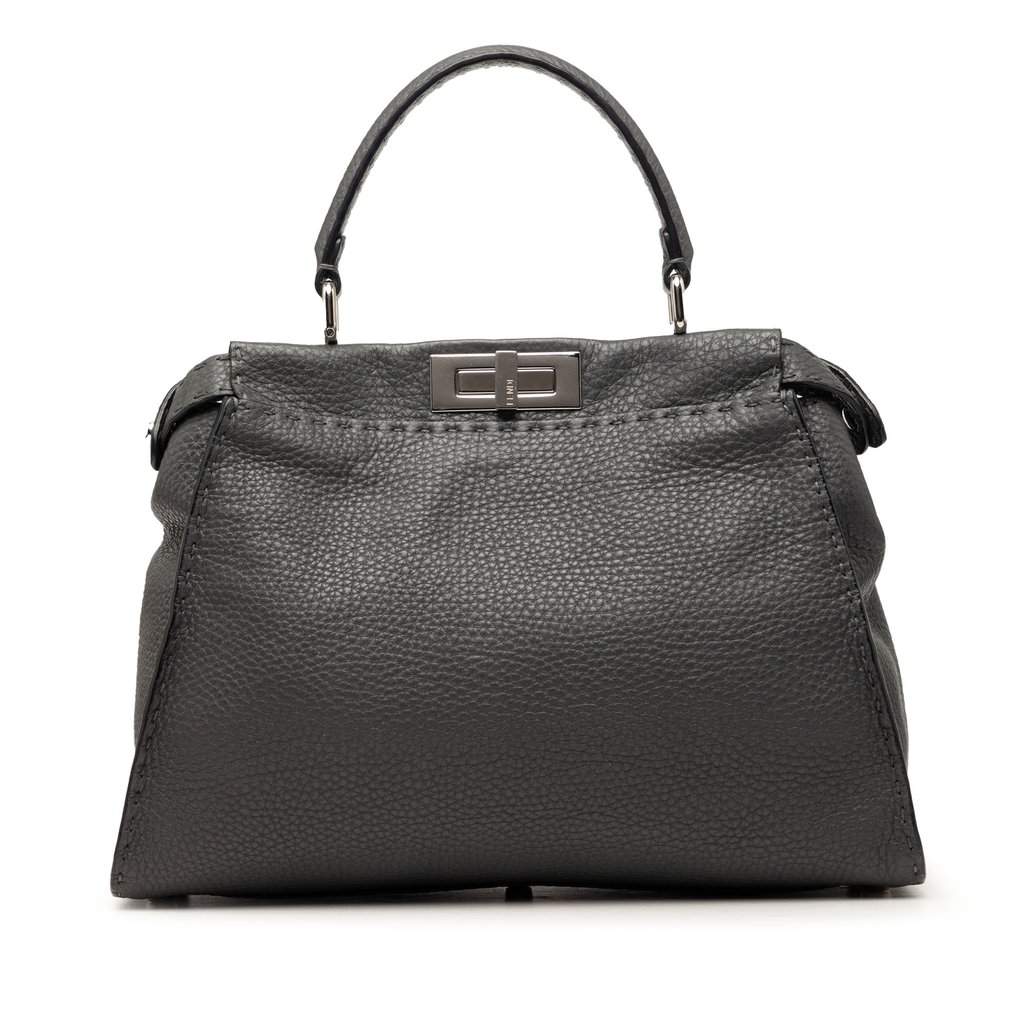 Fendi Medium Calfskin Peekaboo Iconic Satchel Brown Leather Very good condition - Front View