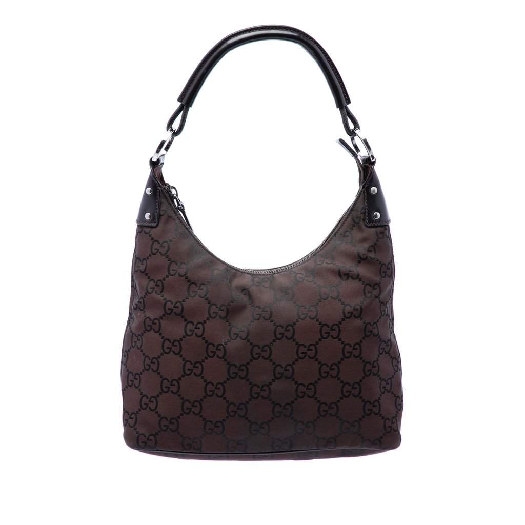 Gucci GG Nylon Shoulder Bag Brown Very good condition - Front View