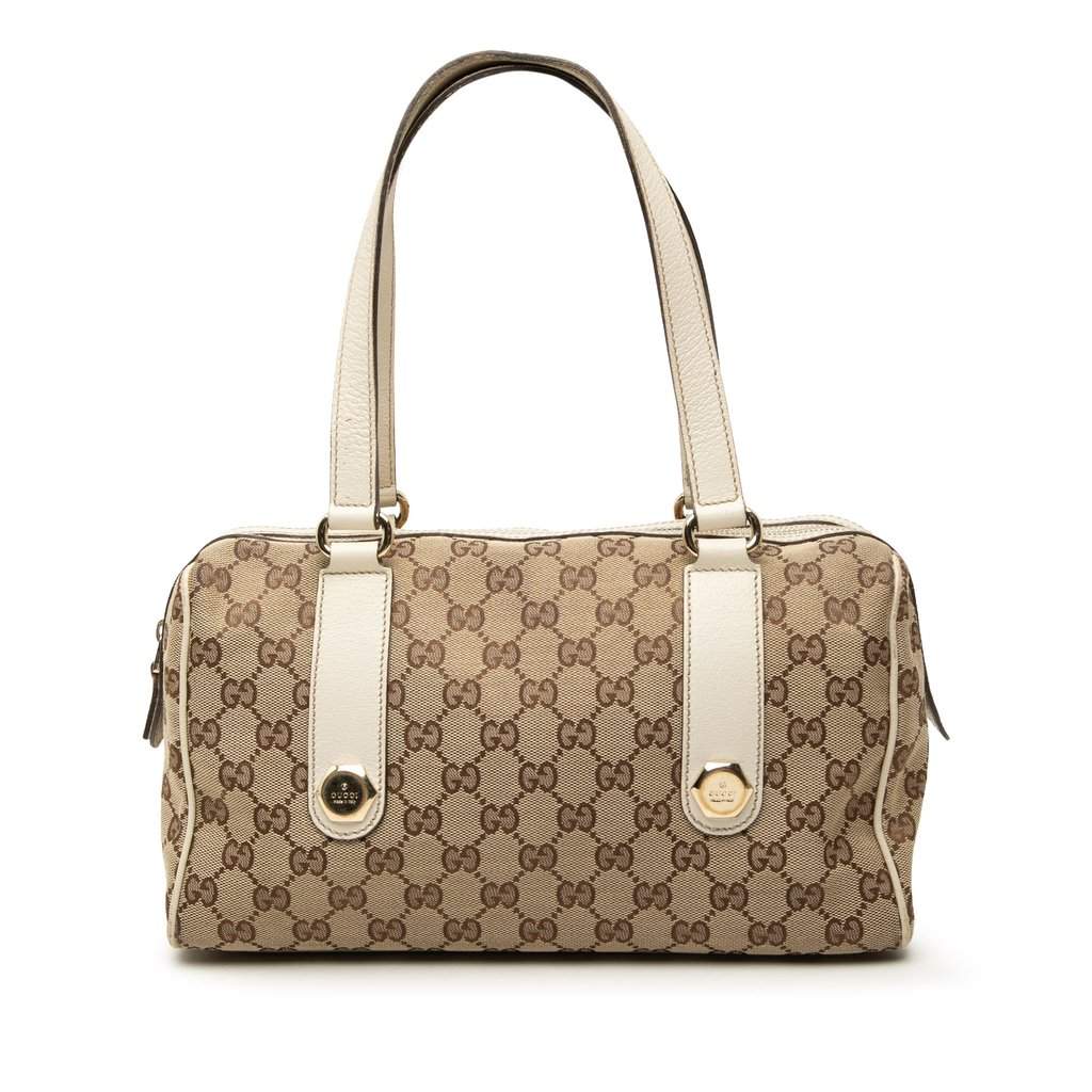 Gucci GG Canvas Charmy Boston Bag Beige Very good - Front View