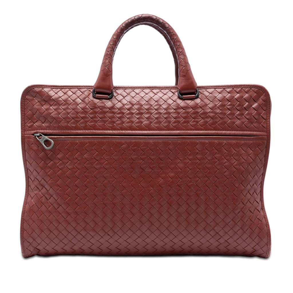 Bottega Veneta Nappa Intrecciato Business Bag Red Leather Very good condition - Front View