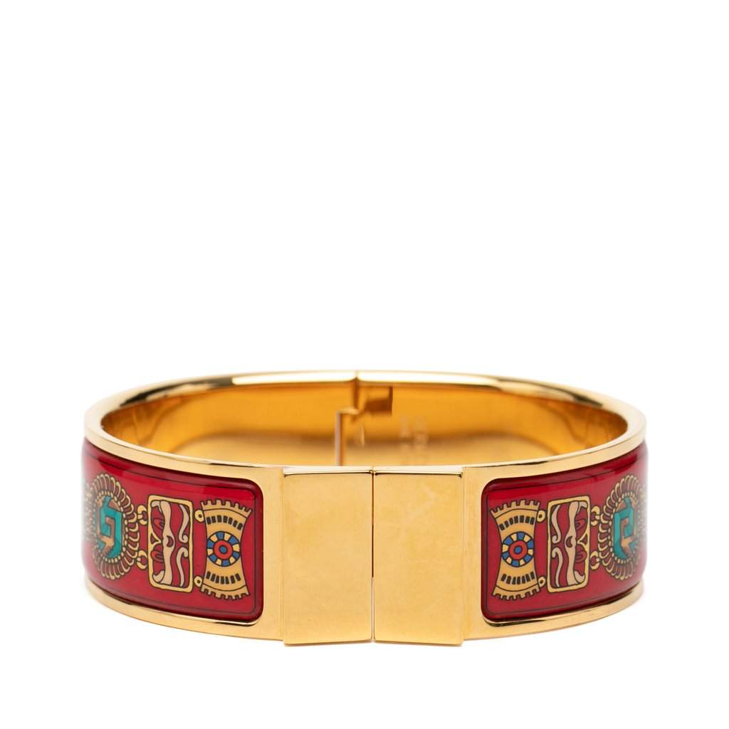Hermès Wide Enamel Emaille Loquet Bracelet GM Red Very good - Front View