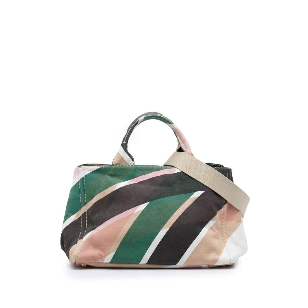 Prada Multicolor Printed Canvas Canapa Satchel White Very good - Front View