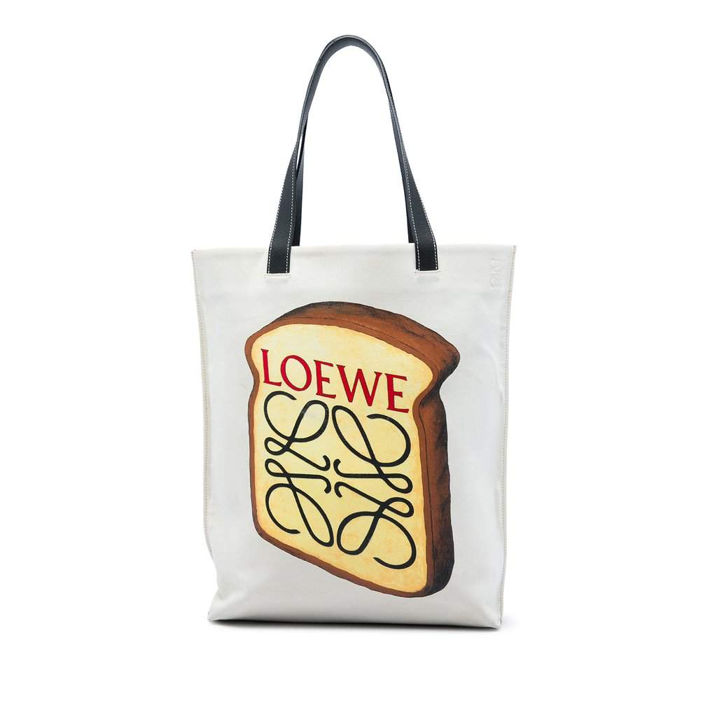 LOEWE Canvas Anagram Toast Tote White Good - Front View
