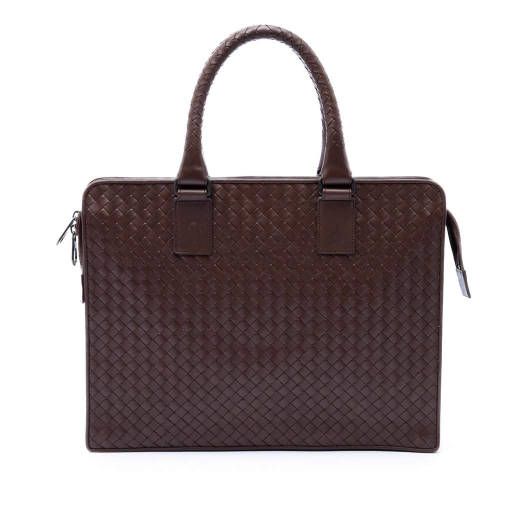 Bottega Veneta Nappa Intrecciato Business Bag Brown Leather Very good condition - Front View