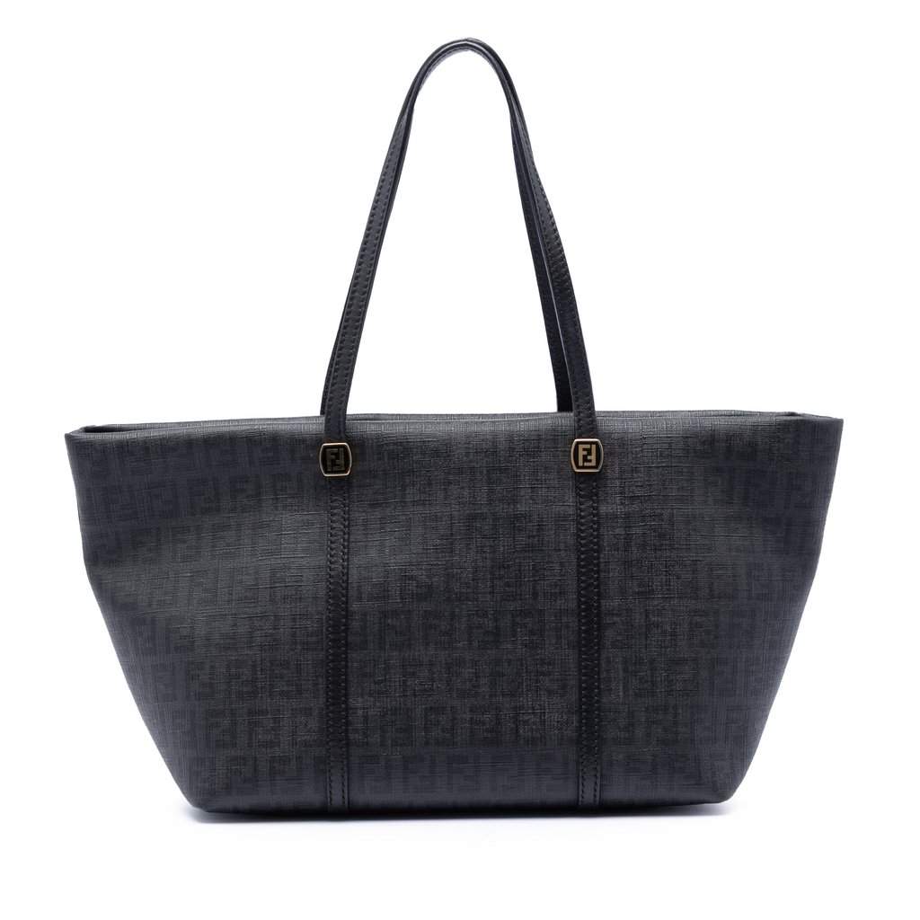 Fendi Zucchino Coated Canvas Tote Navy Very good condition - Front View