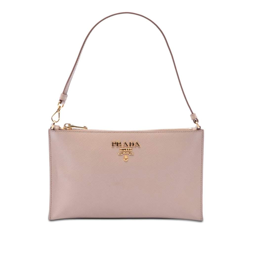 Prada Saffiano Lux Pochette Pink Leather Very good - Front View