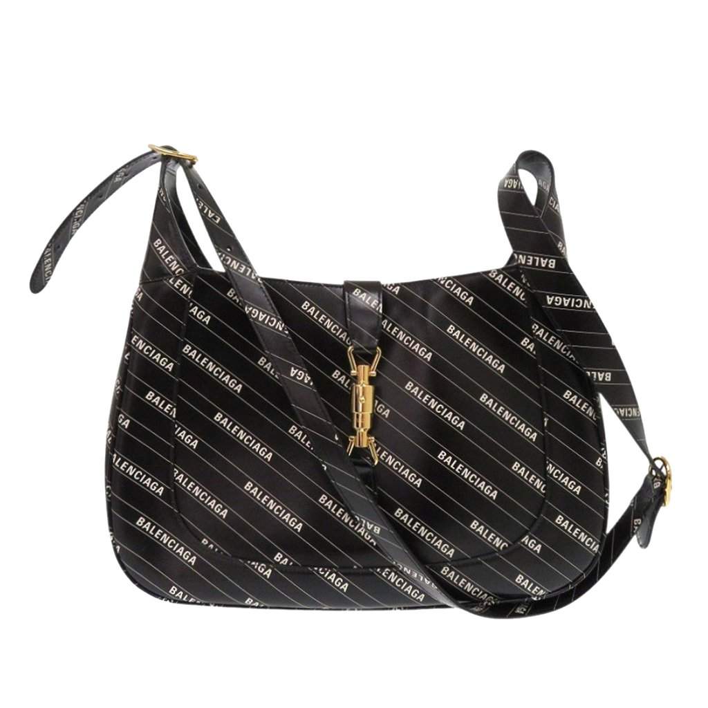 Gucci Balenciaga The Hacker Project Medium Calfskin Jackie 1961 Crossbody Black Leather Very good condition - Front View