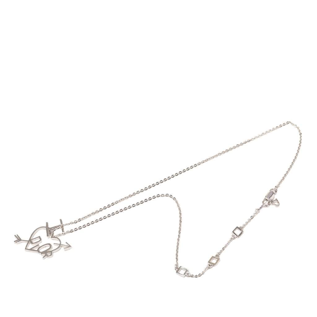 Dior Brass I Love Dior Pendant Necklace Silver Metal Very good - Front View