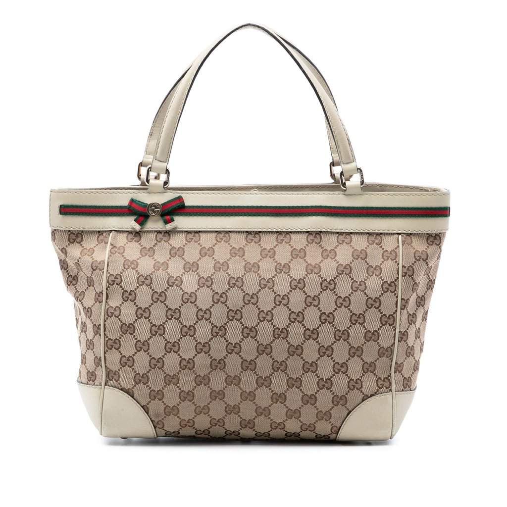 Gucci GG Canvas Web Mayfair Tote Beige Very good - Front View