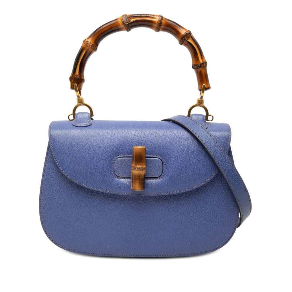 Gucci Grained Calfskin Bamboo Night Purple Leather Very good condition - Front View