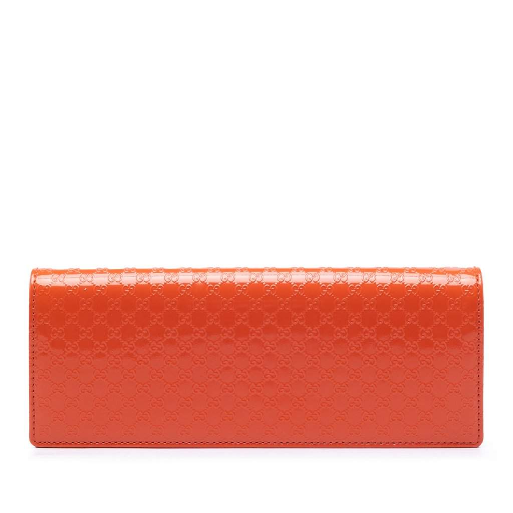 Gucci Microguccissima Patent Broadway Clutch Orange Leather Very good condition - Front View