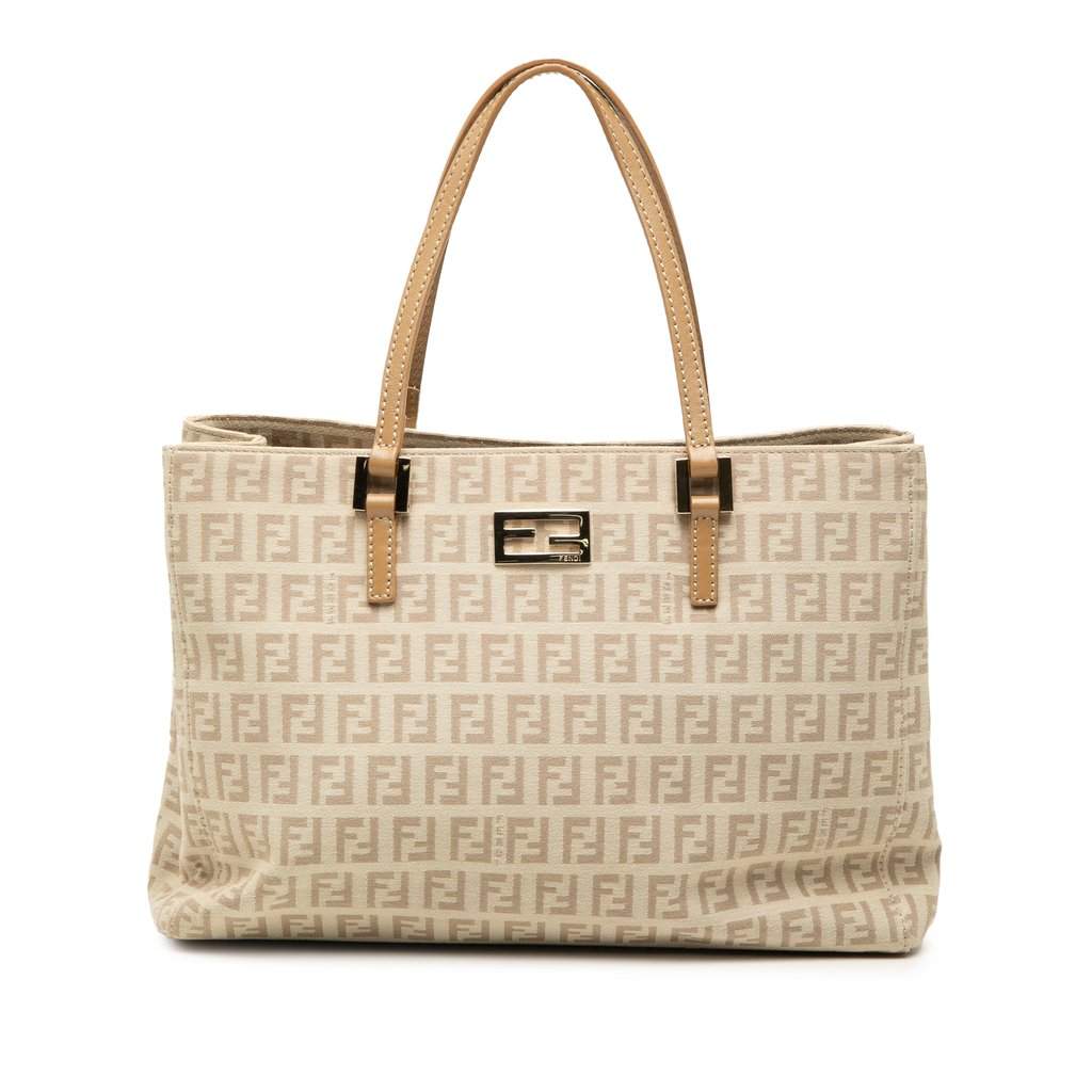 Fendi Small Zucchino Canvas Tote Beige Very good condition - Front View
