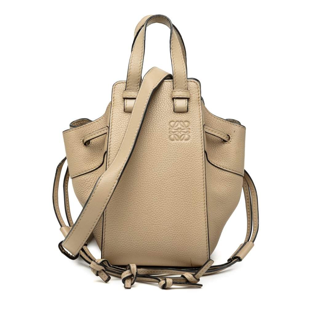 LOEWE Mini Grained Calfskin Drawstring Hammock Bag Brown Leather Very good - Front View