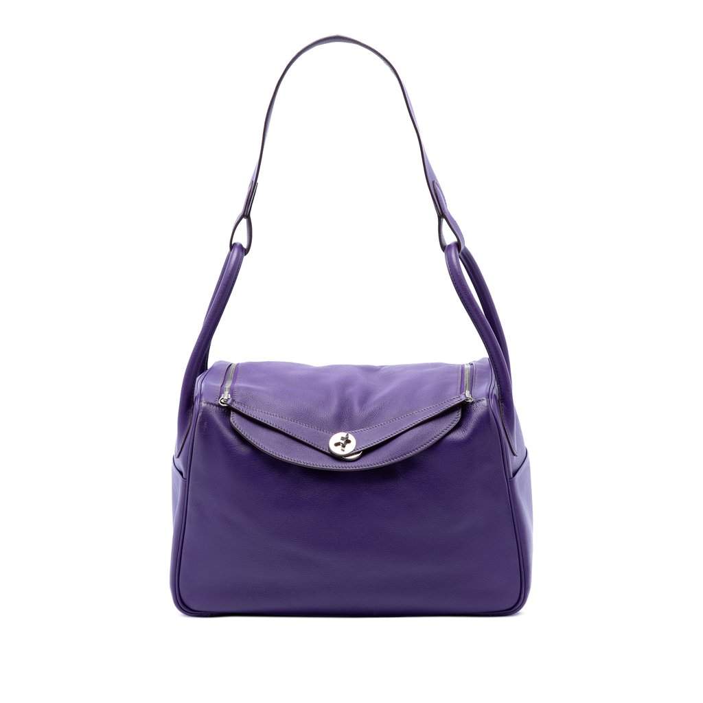 Hermès Swift Lindy 34 Purple Leather Very good condition - Front View