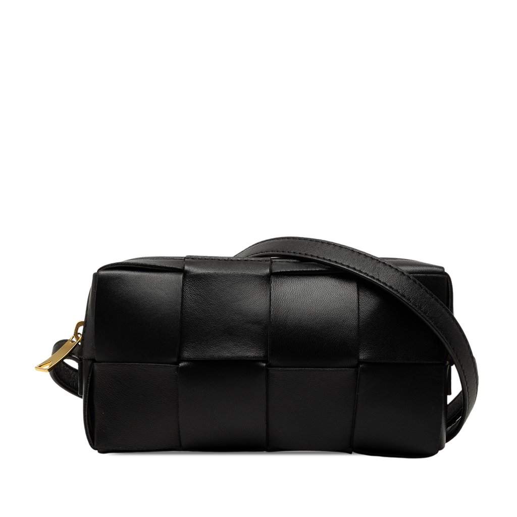 Bottega Veneta Mini Nappa Maxi Intrecciato Cassette Crossbody Black Leather Very good - Front View