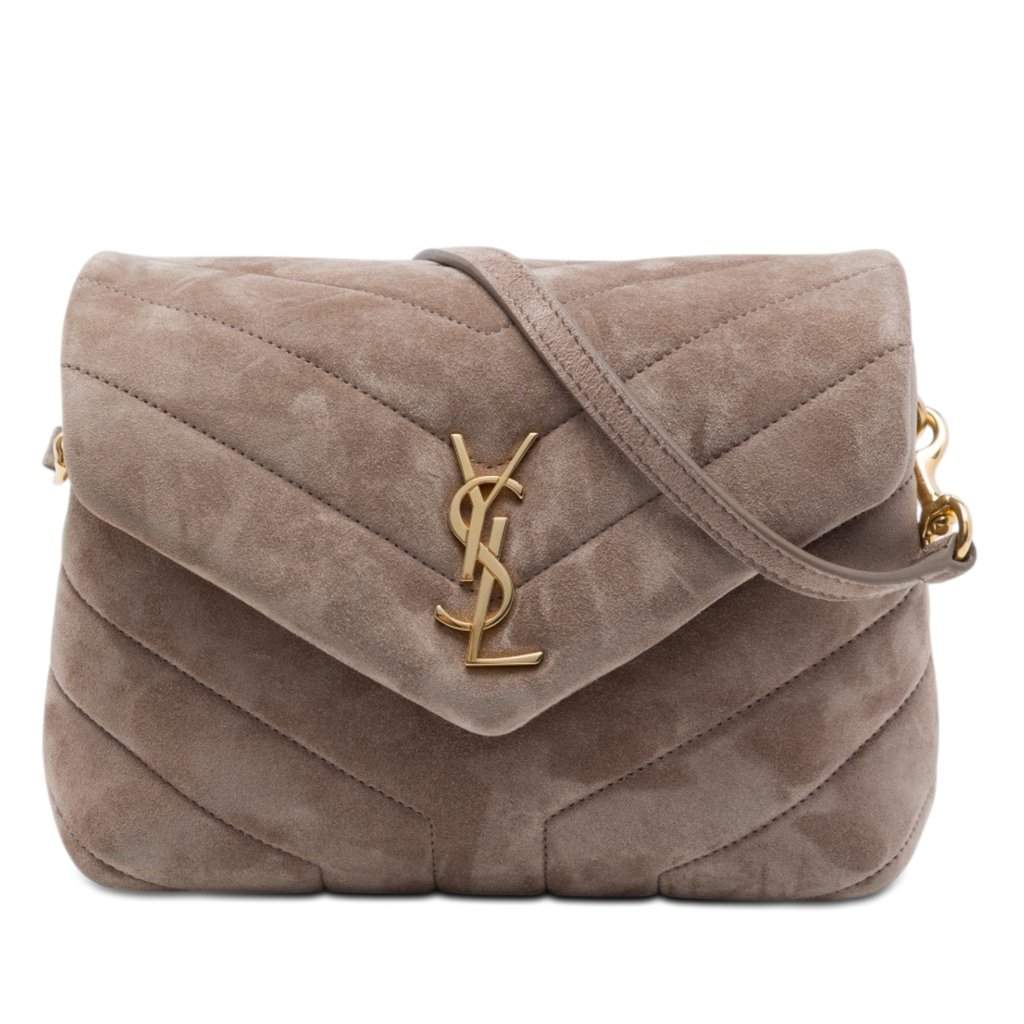 Saint Laurent Toy Matelasse Suede Monogram LouLou Crossbody Brown Leather Very good - Front View