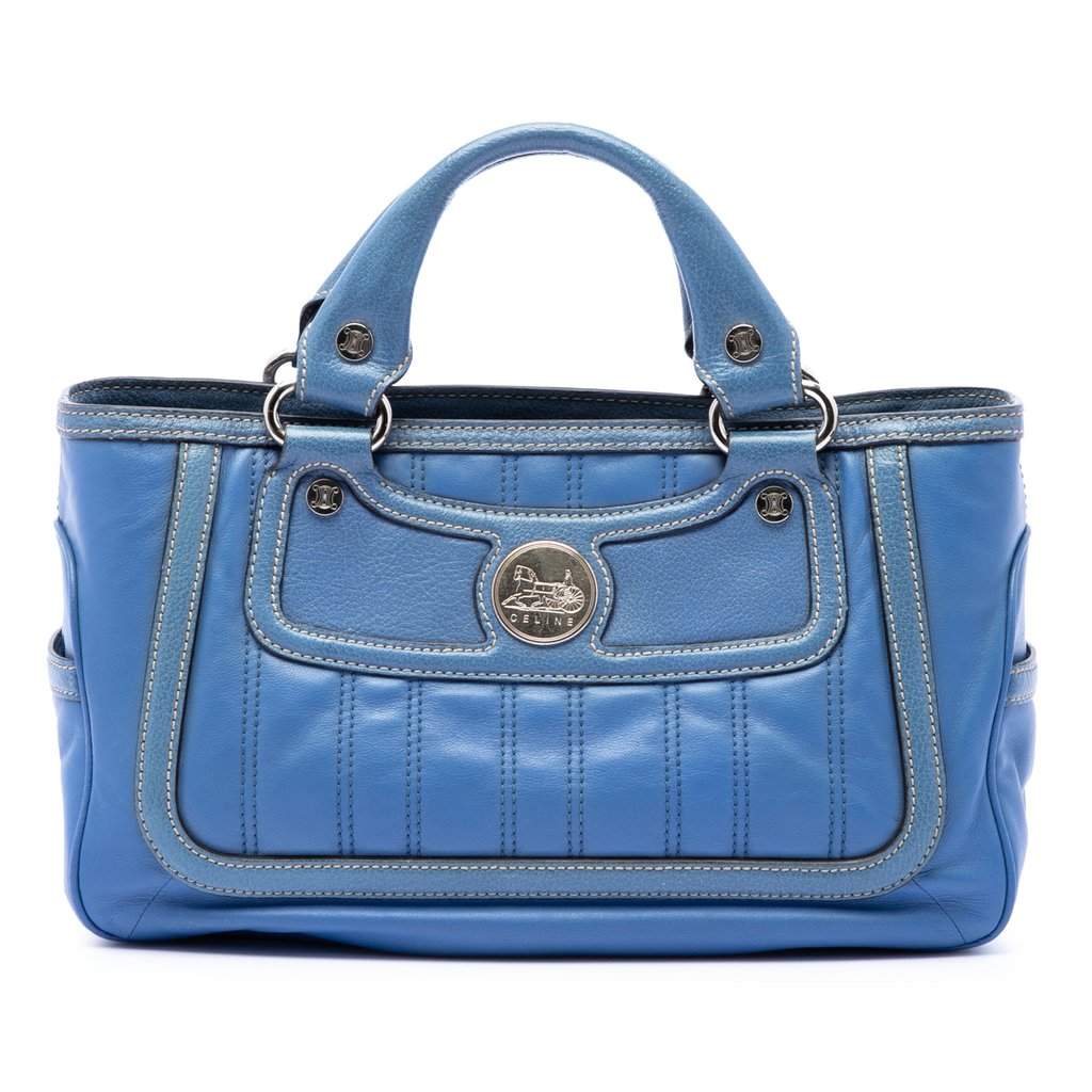 Celine Leather Boogie Horse Carriage Handbag Blue Leather Very good condition - Front View