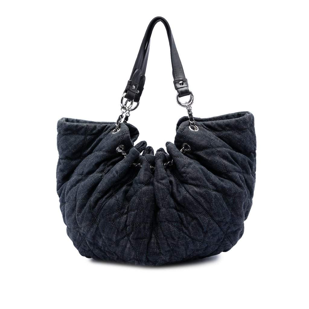 Chanel Quilted Denim Stretch Spirit Cabas Tote Blue Very good condition - Front View